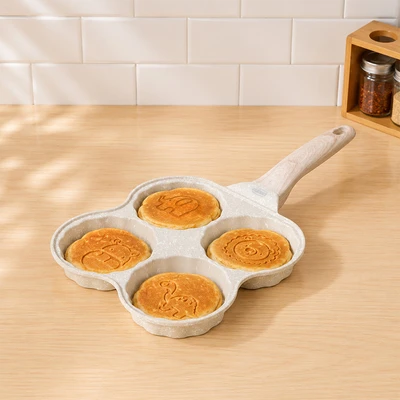 Gambar Culinart Wajan Penggorengan Telur 4 Cetakan Animal Round Aluminium - Krem