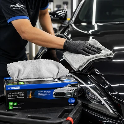Gambar Proclean Kain Lap Mobil Microfiber Terry 30x30 cm Set 20 Pcs - Abu-abu