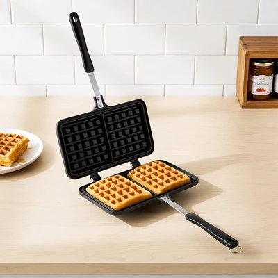 Gambar Culinart Cetakan Waffle Square Double Aluminium Die-Cast - Abu-Abu