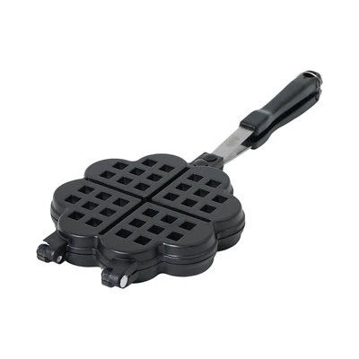 Gambar Culinart Cetakan Waffle Four Leaf Clover Aluminium - Abu-Abu