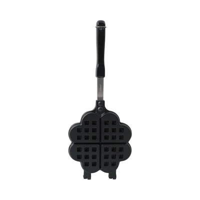 Gambar Culinart Cetakan Waffle Four Leaf Clover Aluminium - Abu-Abu