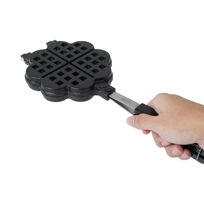Gambar Culinart Cetakan Waffle Four Leaf Clover Aluminium - Abu-Abu
