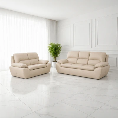 Gambar Informa Lazio Set Sofa Kulit 2 & 3 Seater - Krem Beige