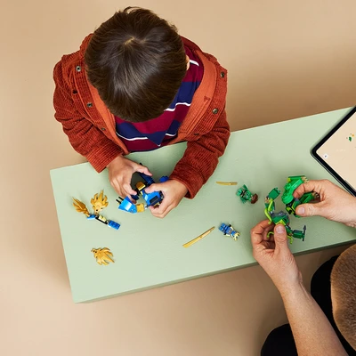 Gambar LEGO Ninjago Jays Dragon Mech Fight Set 107 Pcs 71853 - Hijau/biru