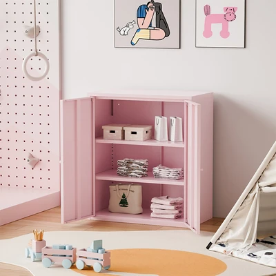 Gambar Informa Paris Lemari Pakaian Anak Metal 2 Pintu Dengan Rak - Pink