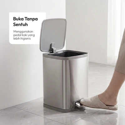 Gambar Eko Stella X Tempat Sampah Pedal Stainless Steel 12 Liter - Silver