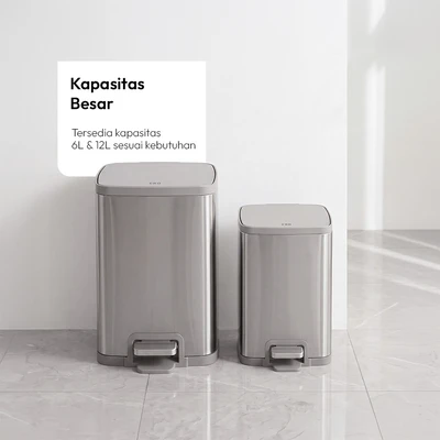 Gambar Eko Stella X Tempat Sampah Pedal Stainless Steel 12 Liter - Silver