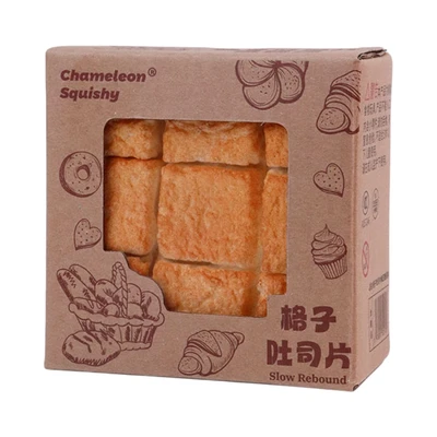 Gambar Kiddy Fun Bonjor Squishy Checkered Toast Bread - Cokelat