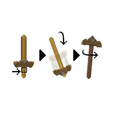 Gambar Minecraft Click & Switch Sword Pick Axe 2 In 1 - Coklat/kuning