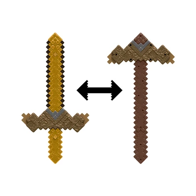Gambar Minecraft Click & Switch Sword Pick Axe 2 In 1 - Coklat/kuning