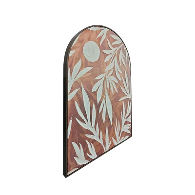 Gambar Informa Lukisan Kanvas Handmade & Print Arch Leaves 82.6x122.6 cm - Cokelat/Putih