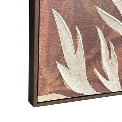 Gambar Informa Lukisan Kanvas Handmade & Print Arch Leaves 82.6x122.6 cm - Cokelat/Putih
