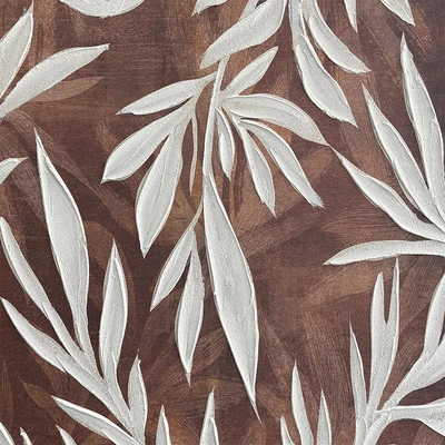 Gambar Informa Lukisan Kanvas Handmade & Print Arch Leaves 82.6x122.6 cm - Cokelat/Putih