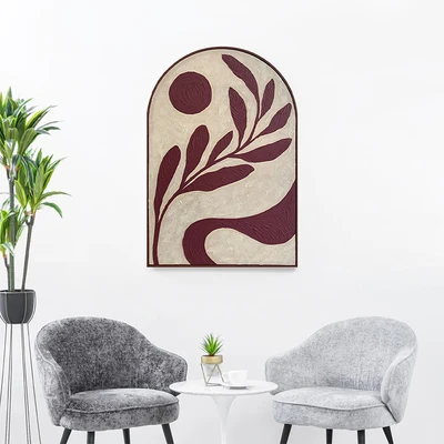 Gambar Informa Lukisan Kanvas Handmade & Print Arch Leaves 82.6x122.6 cm - Cokelat