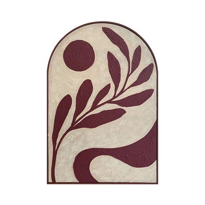 Gambar Informa Lukisan Kanvas Handmade & Print Arch Leaves 82.6x122.6 cm - Cokelat
