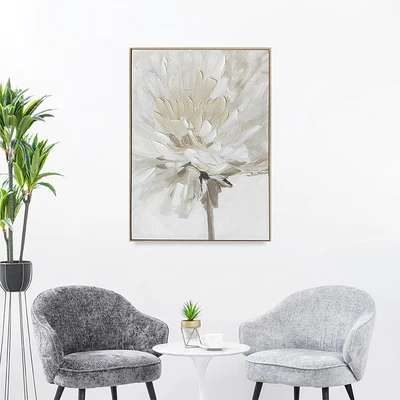 Gambar Informa Lukisan Kanvas Handmade & Print Flower 82.6x122.6 cm - Krem