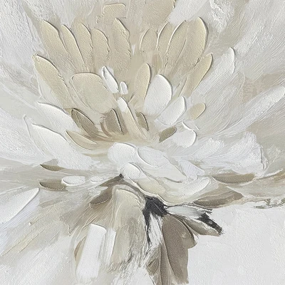 Gambar Informa Lukisan Kanvas Handmade & Print Flower 82.6x122.6 cm - Krem