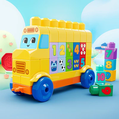 Gambar Mega Bloks Build & Count Bus Set 45 Pcs - Mix