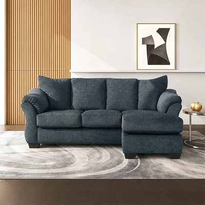 Gambar Ashley Darcy-6 Sofa L Sectional Fabric 4 Seater - Biru Navy