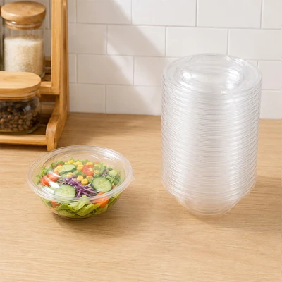 Gambar Culinart Wadah Makanan Sekali Pakai Round Plastik 710 ml Set 12 pcs Transparan
