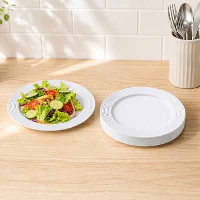 Gambar Culinart Piring Sekali Pakai Round Plastik 22.8 cm Set 12 pcs - Putih