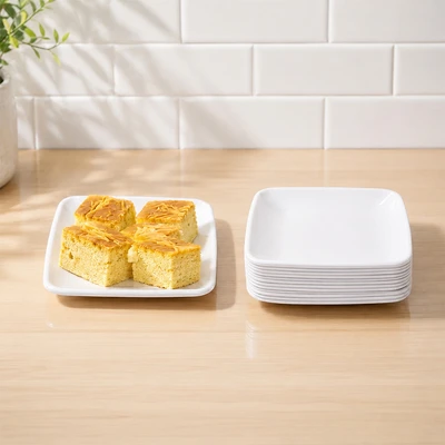 Gambar Culinart Piring Plastik Sekali Pakai Square 13.8 cm Set 12 pcs - Putih