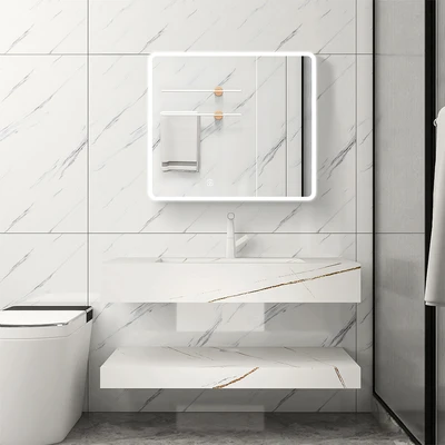 Gambar Informa Diego Kabinet Dinding Kamar Mandi Dengan Cermin LED 80x70x13 cm - Krem Beige