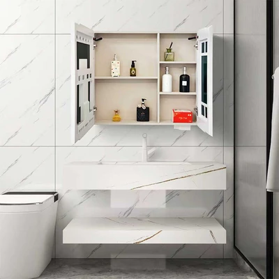 Gambar Informa Diego Kabinet Dinding Kamar Mandi Dengan Cermin LED 80x70x13 cm - Krem Beige