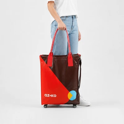 Gambar Azko Flexicart Troli Belanja Plastik PP Dengan Roda 40x30x50 cm - Merah