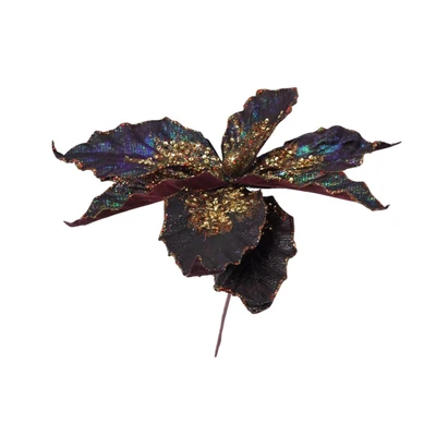Gambar Noelle Bunga Dekorasi Natal Christmas Pick Poinsettia 26 cm - Biru/Ungu