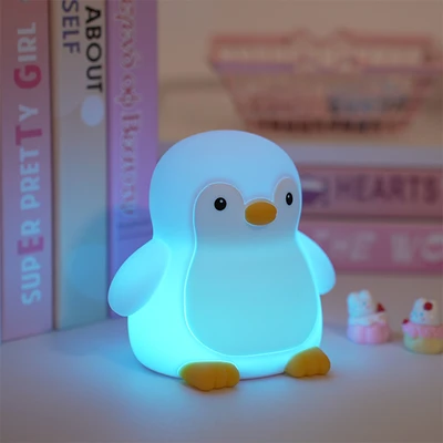 Gambar Eglare Lampu Tidur LED Rechargeable 2.5 Watt 3000K/RGB Penguin - Biru