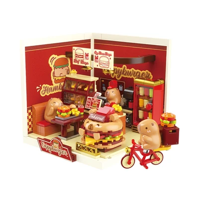 Gambar Jaki Mini Super Town Set Miniatur Capybara Hamburger Shop - Mix