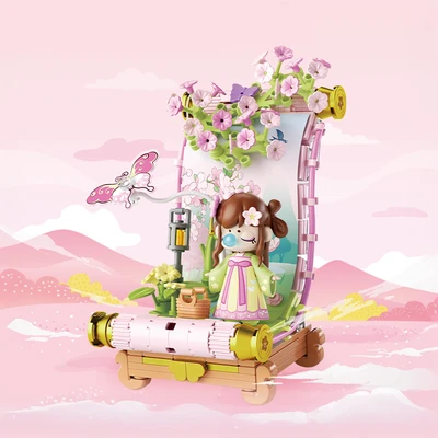 Gambar Jaki Set Miniatur Nanci Four Seasons Picture Scroll Spring - Pink