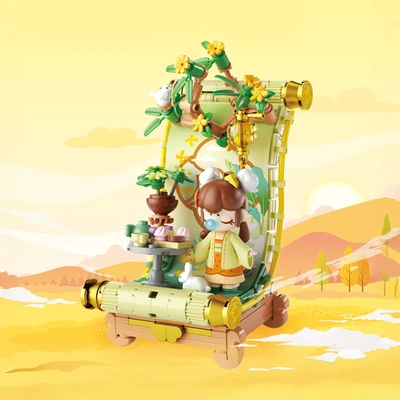 Gambar Jaki Set Miniatur Nanci Four Seasons Picture Scroll Autumn - Kuning