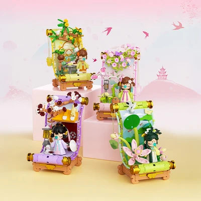 Gambar Jaki Set Miniatur Nanci Four Seasons Picture Scroll Winter - Ungu