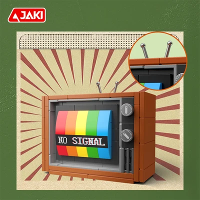 Gambar Jaki Set Miniatur Retro Color TV - Cokelat