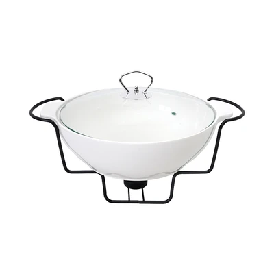 Gambar Appetite Wadah Saji Casserole Porcelain Oval Dengan Tutup & Rak 30 cm - Putih