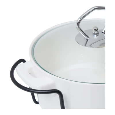 Gambar Appetite Wadah Saji Casserole Porcelain Round Dengan Tutup & Rak 20 cm - Putih