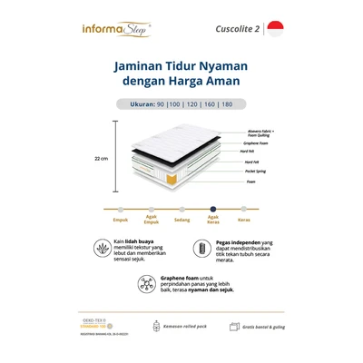 Gambar Informa Sleep 90x200x22 cm Cuscolite II Kasur Pocket Springbed In Box