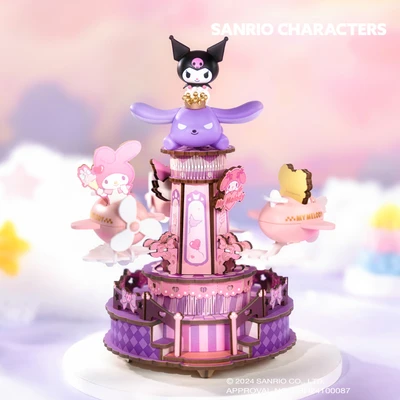 Gambar Rolife Miniatur Kuromi & My Melody Soaring Airplane Set 98 pcs - Ungu/Pink