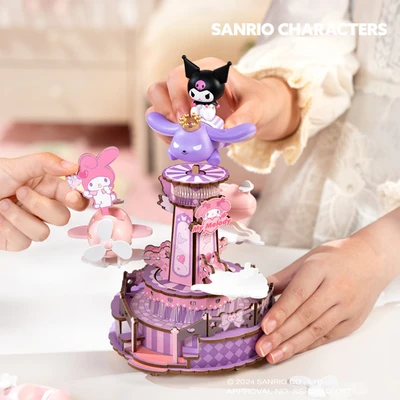 Gambar Rolife Miniatur Kuromi & My Melody Soaring Airplane Set 98 pcs - Ungu/Pink