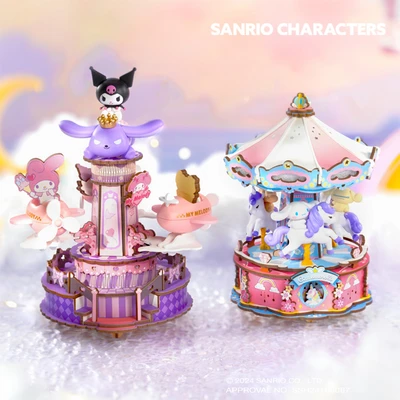 Gambar Rolife Miniatur Kuromi & My Melody Soaring Airplane Set 98 pcs - Ungu/Pink