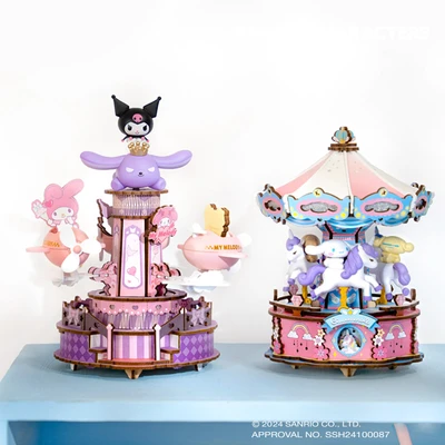Gambar Rolife Miniatur Kuromi & My Melody Soaring Airplane Set 98 pcs - Ungu/Pink