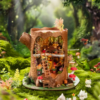Gambar Rolife Miniatur Fairytale Tree House Set 275 pcs - Cokelat