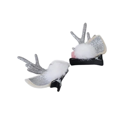 Gambar Noelle Jepit Rambut Natal Christmas Deer Set 2 pcs - Putih/Silver