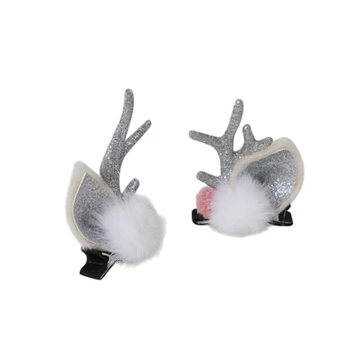 Gambar Noelle Jepit Rambut Natal Christmas Deer Set 2 pcs - Putih/Silver