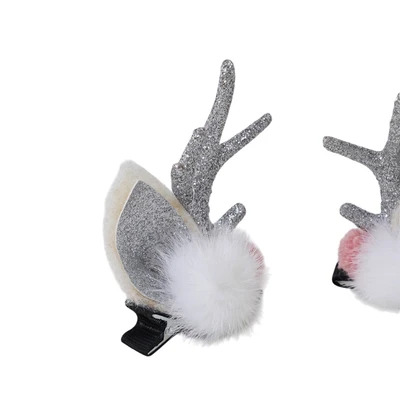 Gambar Noelle Jepit Rambut Natal Christmas Deer Set 2 pcs - Putih/Silver