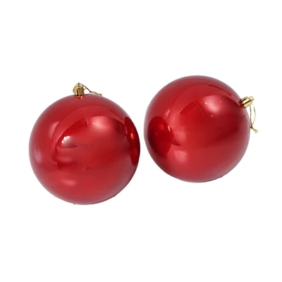 Gambar Noelle Bola Dekorasi Natal Christmas 12 cm Set 2 pcs - Merah