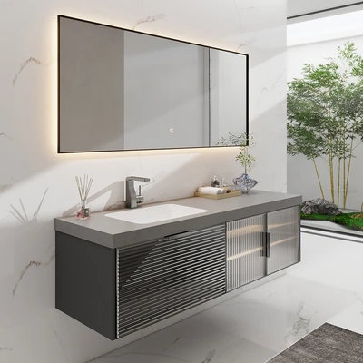 Gambar Informa Lisbon Set Kabinet Kamar Mandi PVC - Abu-Abu