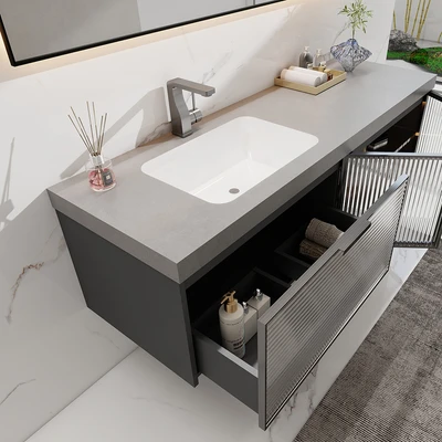 Gambar Informa Lisbon Set Kabinet Kamar Mandi PVC - Abu-Abu